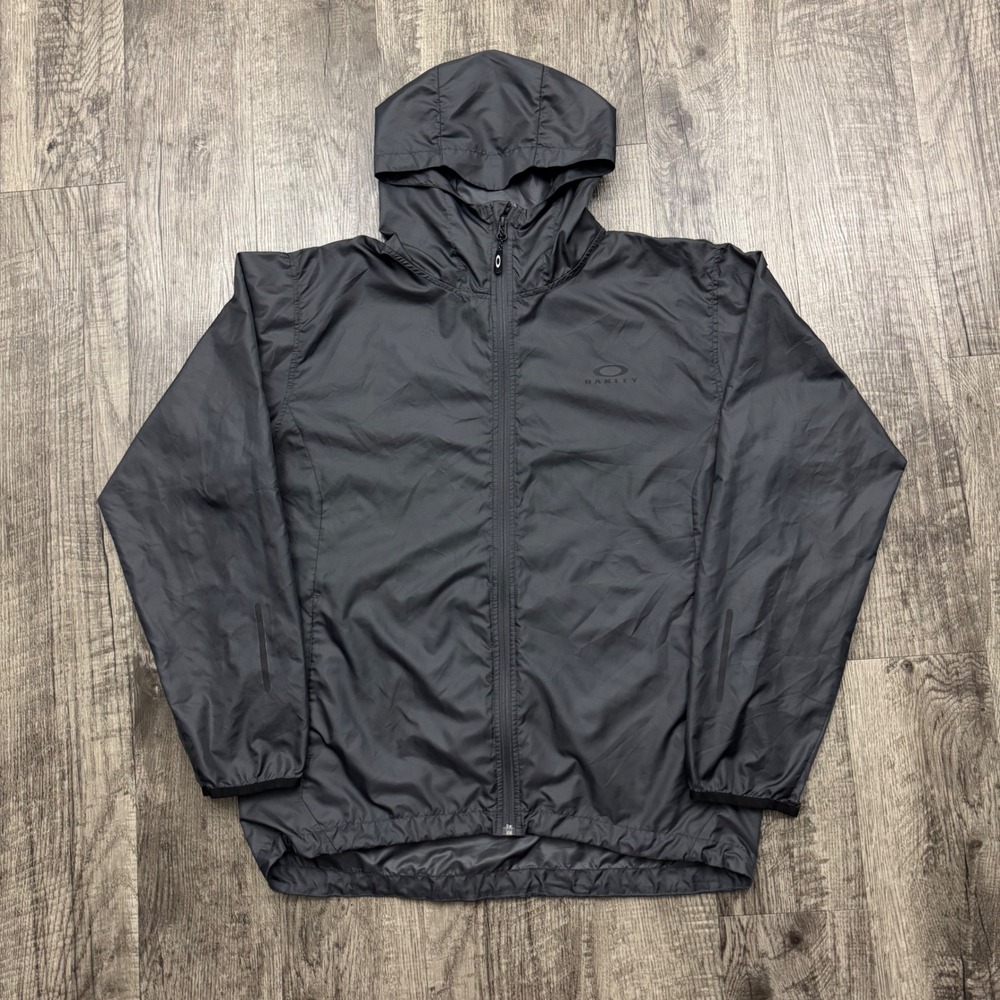 Oakley Lightweight Windbreaker Jacket Gray Hooded Gorp L